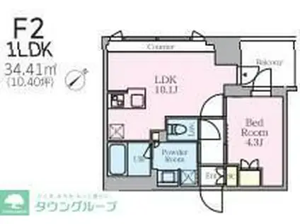 クレストコート旗の台(1LDK/2階)の間取り写真