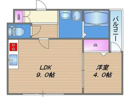 H-MAISON平野III(1LDK/1階)の間取り写真