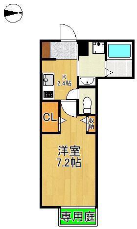 CARO(1K/1階)の間取り写真