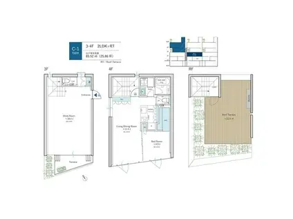 AUBE虎ノ門(2LDK/3階)の間取り写真