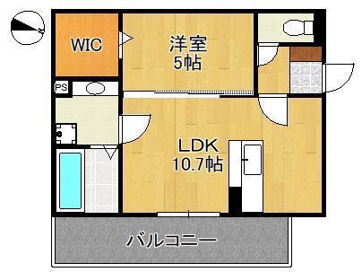 MER行事 A棟(1LDK/3階)の間取り写真