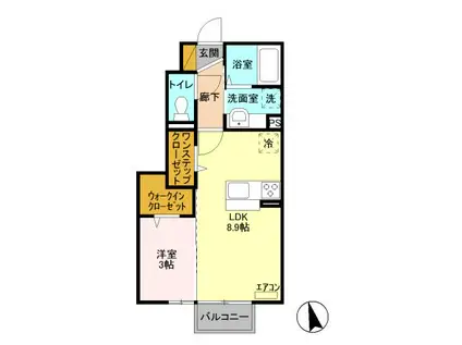 エスポワール B(1LDK/1階)の間取り写真