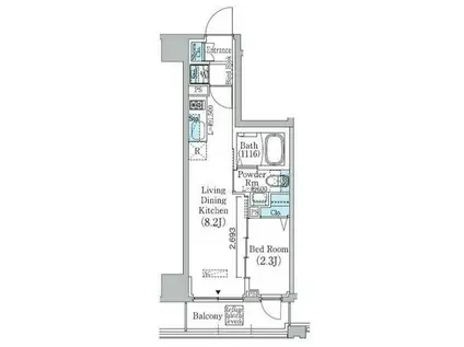 プライムブリス東中野駅前(1LDK/5階)の間取り写真