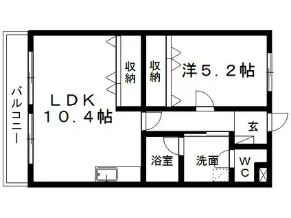 マンション沖之苑(1LDK/3階)の間取り写真