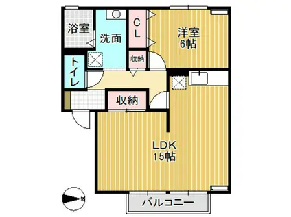 ブライダルハイツ戸出B(1LDK/1階)の間取り写真