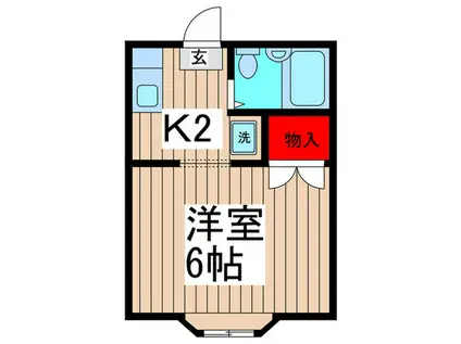 サニーコート中山I(1K/2階)の間取り写真