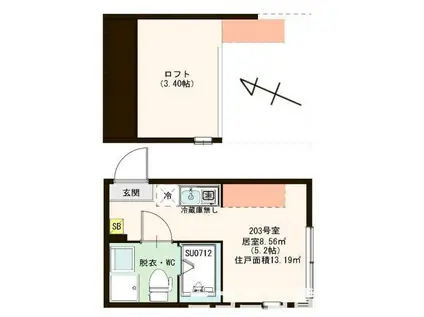 HIMOテラス妙蓮寺(ワンルーム/2階)の間取り写真