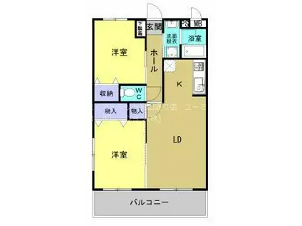 FIELD VILLAGE 須屋(2LDK/1階)の間取り写真