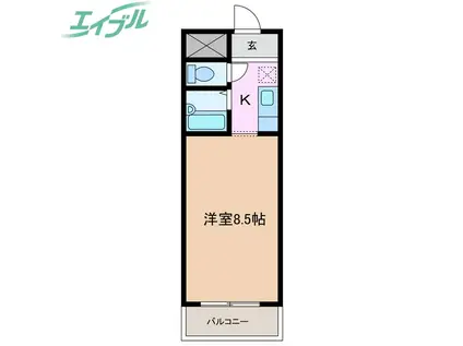 アイボンラビアン(1K/2階)の間取り写真