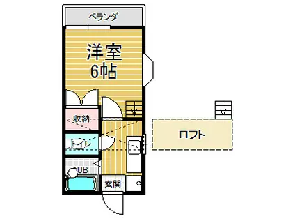 コートハウスII(1K/2階)の間取り写真