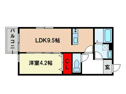 KT TERRACE稲吉(1LDK/3階)の間取り写真
