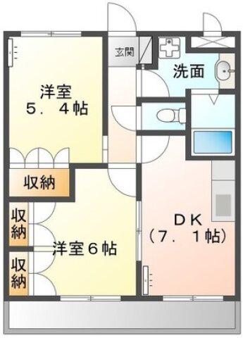 エルアール(2DK/2階)の間取り写真