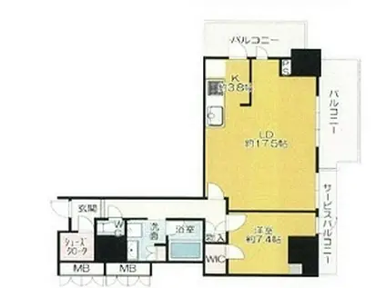 ザ・ハウス豊橋(1LDK/19階)の間取り写真