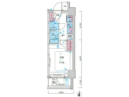 ジェノヴィア京成立石IIIスカイガーデン(1K/3階)の間取り写真