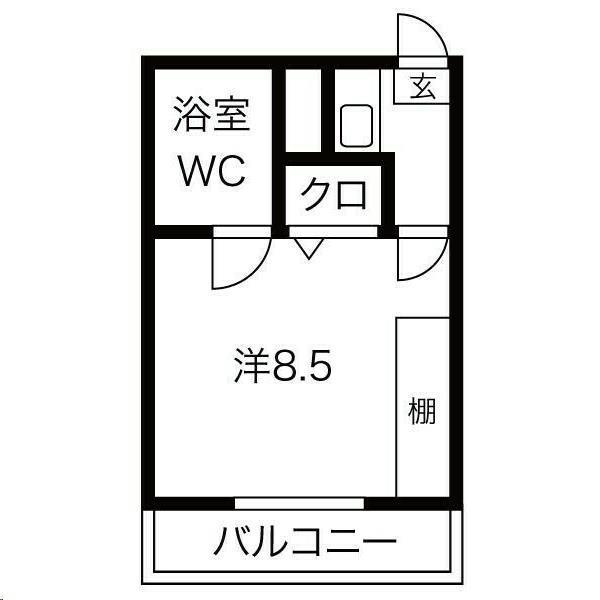 サンポート・6(1K/3階)の間取り写真