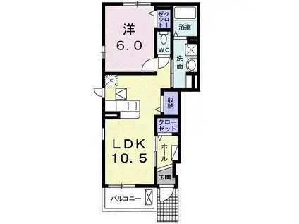 エスポワール山の街I(1LDK/1階)の間取り写真