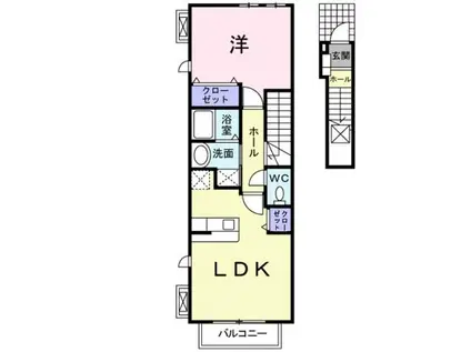 カーサ・コモダ(1LDK/2階)の間取り写真