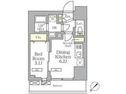 プライムガーデン大森(1DK/6階)の間取り写真