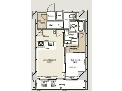 アーバンコア月島旧ミュプレ月島(1LDK/11階)の間取り写真