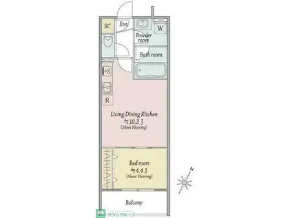 MOCXION扇(1LDK/1階)の間取り写真