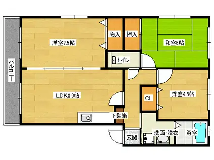 ハイム城山(3DK/2階)の間取り写真