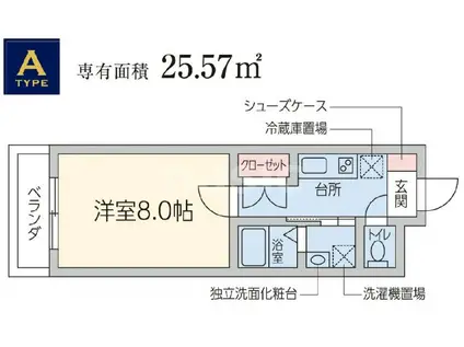 グランテラス八事広路町(1K/3階)の間取り写真