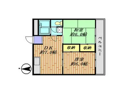 シャトレ―ハイツ光峰(2DK/3階)の間取り写真