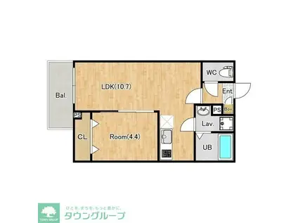 ジーメゾン春日部浜川戸(1LDK/2階)の間取り写真