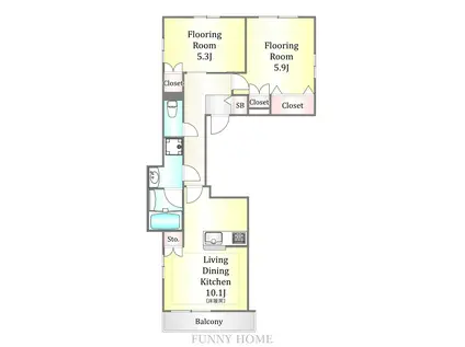 下馬5丁目メゾン(2LDK/2階)の間取り写真