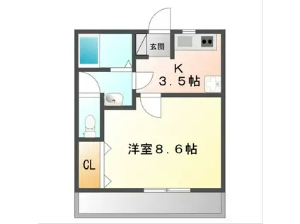 ライフイン・ビー・サークル(1K/2階)の間取り写真