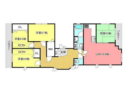 パルハイム(4LDK/4階)の間取り写真