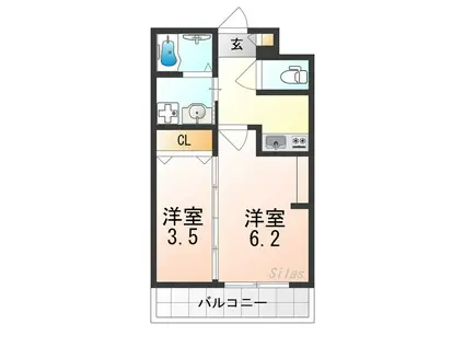 ジーイーシス(2K/1階)の間取り写真