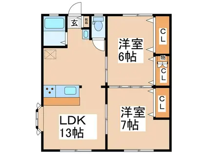 グリーンハイツ(2LDK/2階)の間取り写真