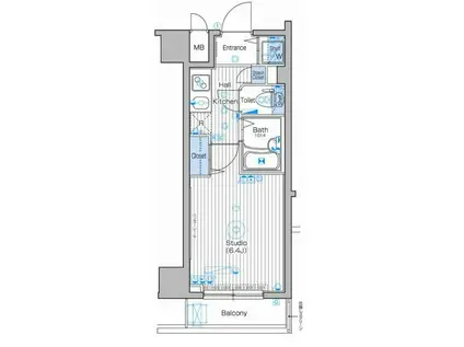 ガーラシティ大井町(1K/2階)の間取り写真