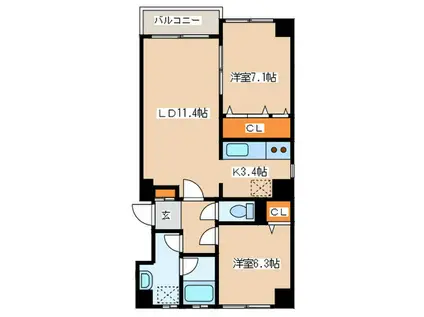 SQUARE MS平岸(2LDK/10階)の間取り写真