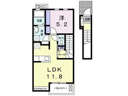 シューネスハイム ミルト西館(1LDK/2階)の間取り写真