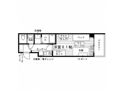 学生会館 モン・ヴィラージュ佐大前(1K/3階)の間取り写真