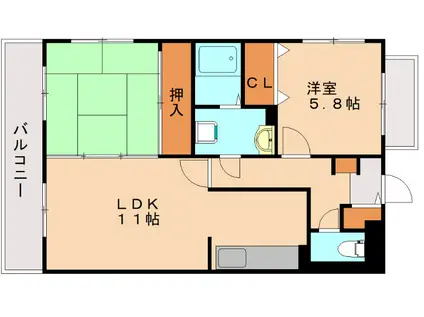 オイルファーム姪浜II(2LDK/3階)の間取り写真