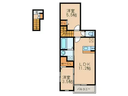 メゾンドソレイユ(2LDK/2階)の間取り写真