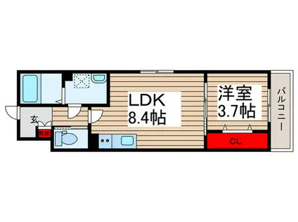 TSR新松戸(1LDK/1階)の間取り写真