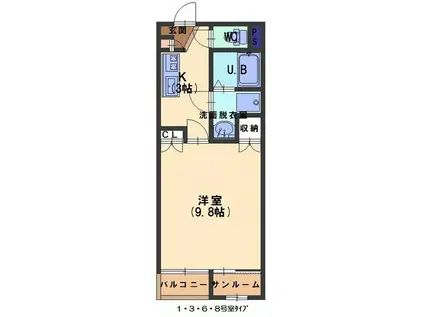 ドリーム3(1K/2階)の間取り写真