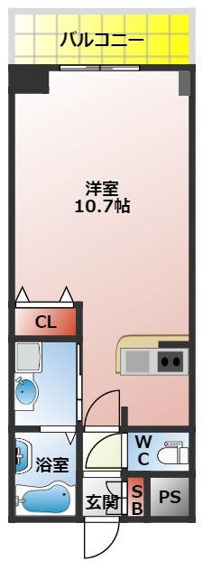セレコート寝屋川本町(ワンルーム/4階)の間取り写真