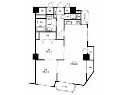 チサンマンション広島(2LDK/4階)の間取り写真