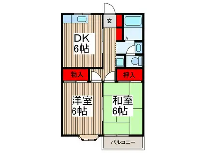 フラワーハイツ(2DK/2階)の間取り写真