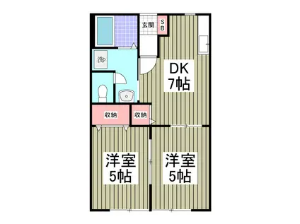 ピーノヴェントC(2DK/1階)の間取り写真