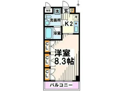 エルセレッソ府中(1K/4階)の間取り写真