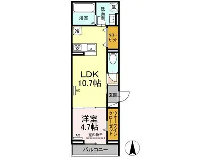 メラヴィリア(1LDK/1階)の間取り写真