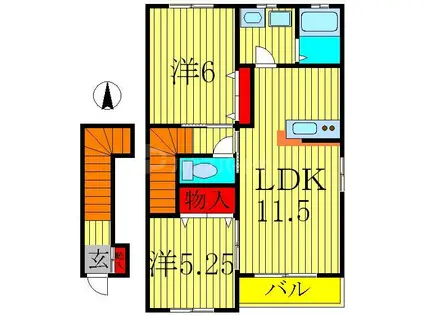 グリーンフォレストD棟(2LDK/2階)の間取り写真
