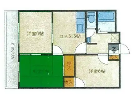スカイやまもと(3DK/1階)の間取り写真