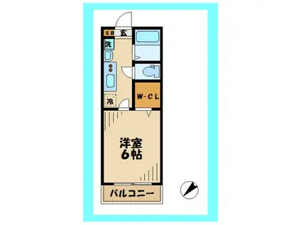 RESAM稲城長沼(1K/2階)の間取り写真